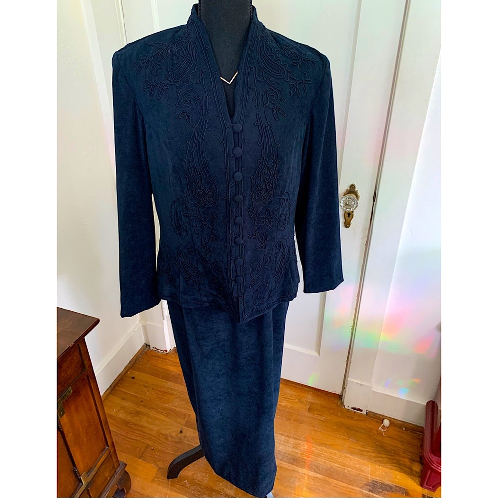 Vintage Karin Stevens Size 14 Black Dress Suit